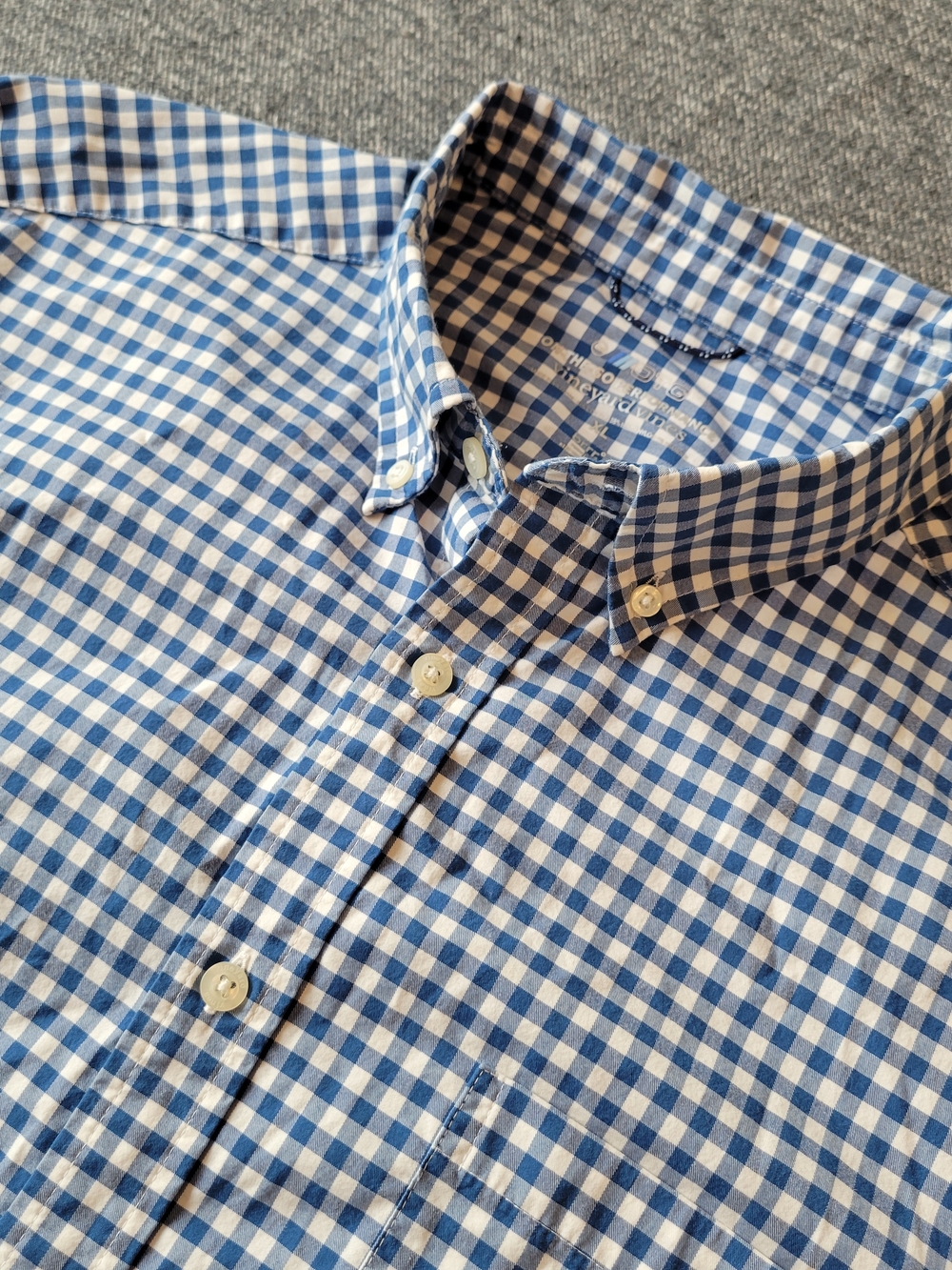 Vineyard Vines Shirt OTG Men's XL Blue BRRR Performance Gingham Button Down